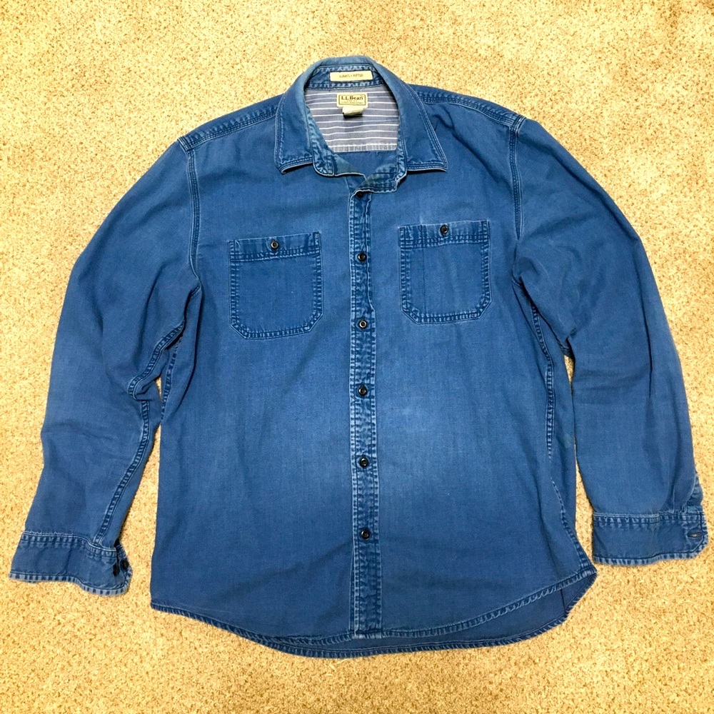 LL Bean denim style button down shirt